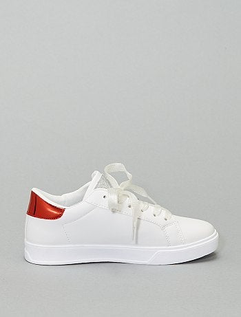 Ténis brancos com faixa brilhante - Kiabi