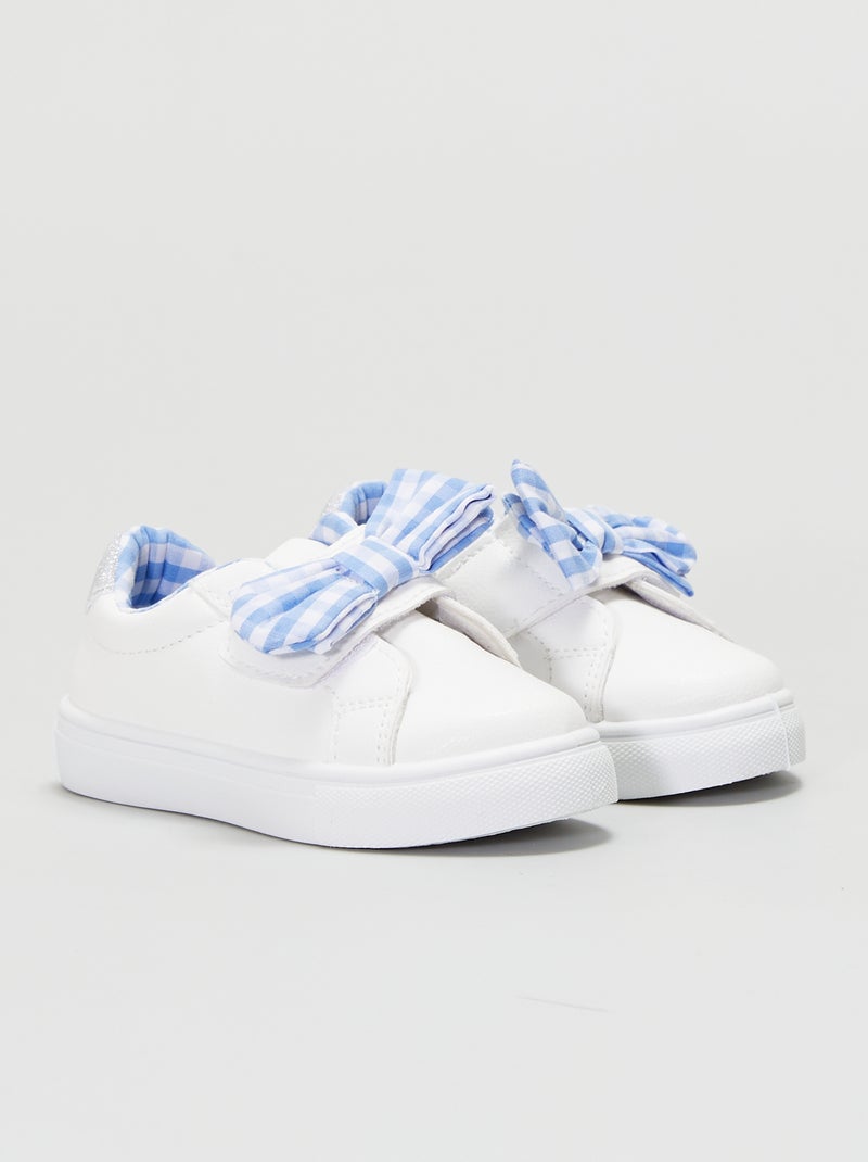 Ténis brancos com laço vichy BRANCO - Kiabi