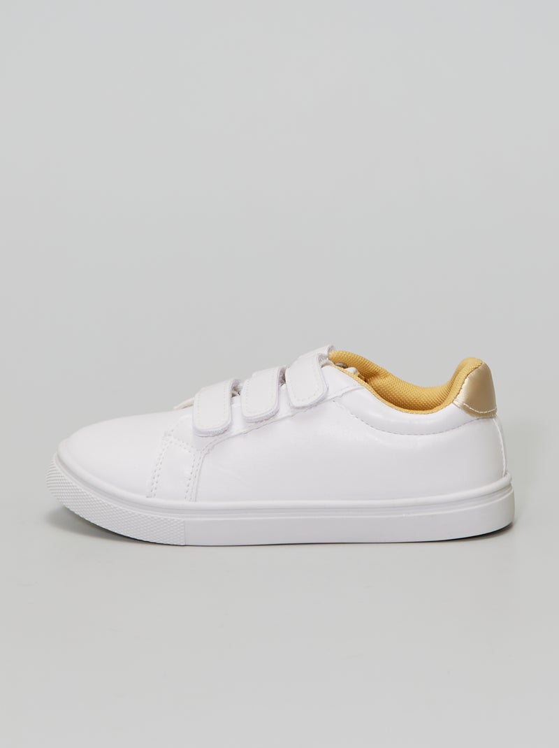 Ténis com 3 tiras de velcro Branco - Kiabi