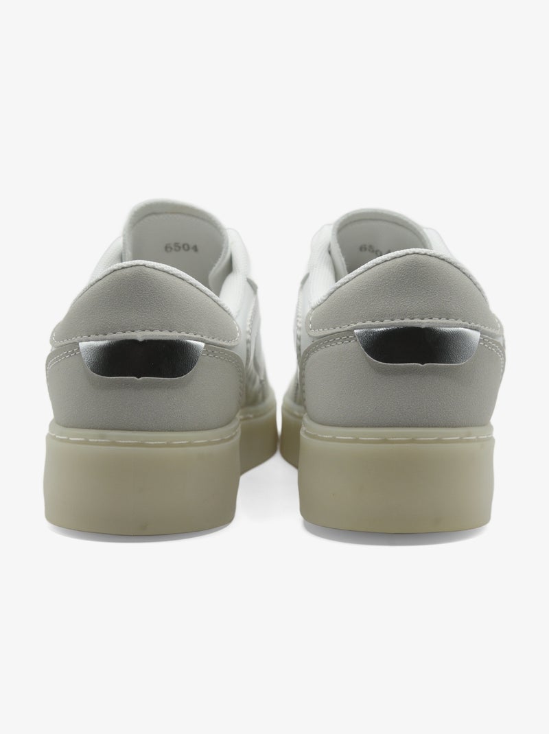 Ténis com atacadores Branco Cinza - Kiabi