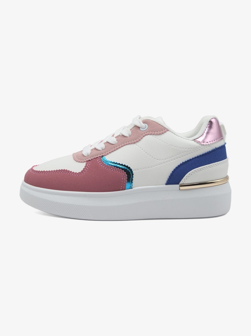 Ténis com atacadores Branco Rosa - Kiabi