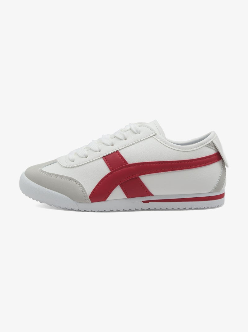Ténis com atacadores Branco Vermelho - Kiabi