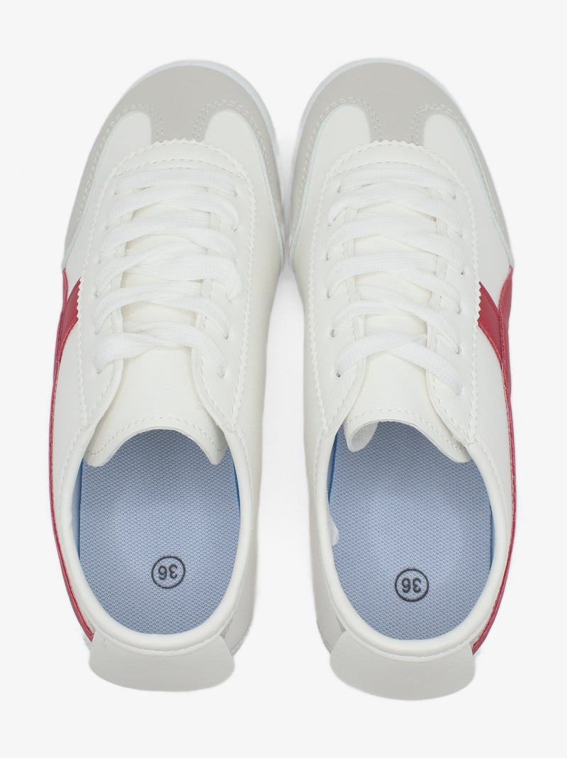 Ténis com atacadores Branco Vermelho - Kiabi
