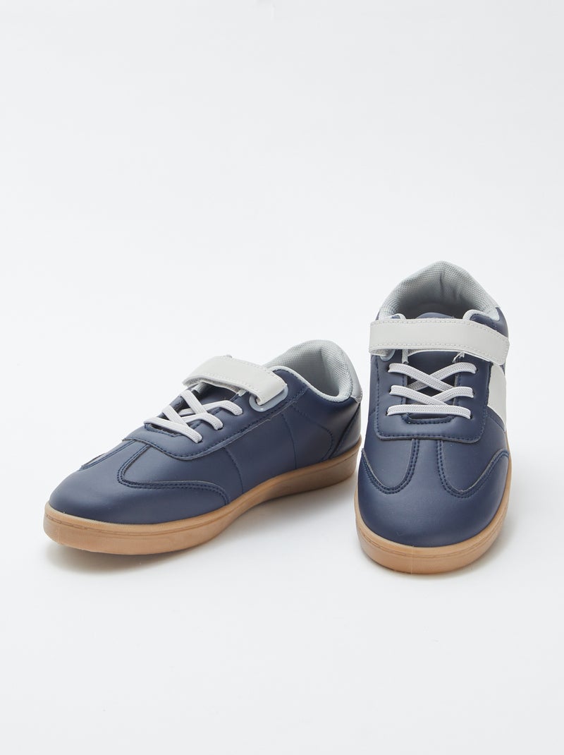 Ténis com atacadores e tira de velcro AZUL - Kiabi