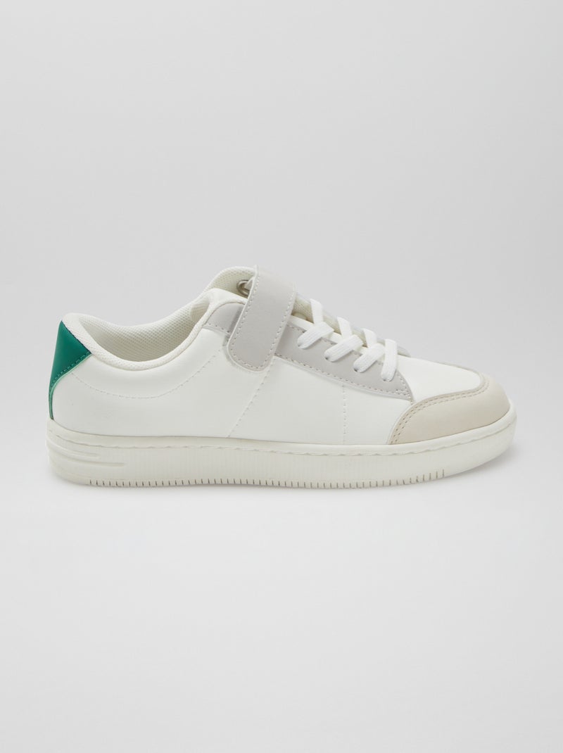 Ténis com atacadores elásticos + tira de velcro BRANCO - Kiabi