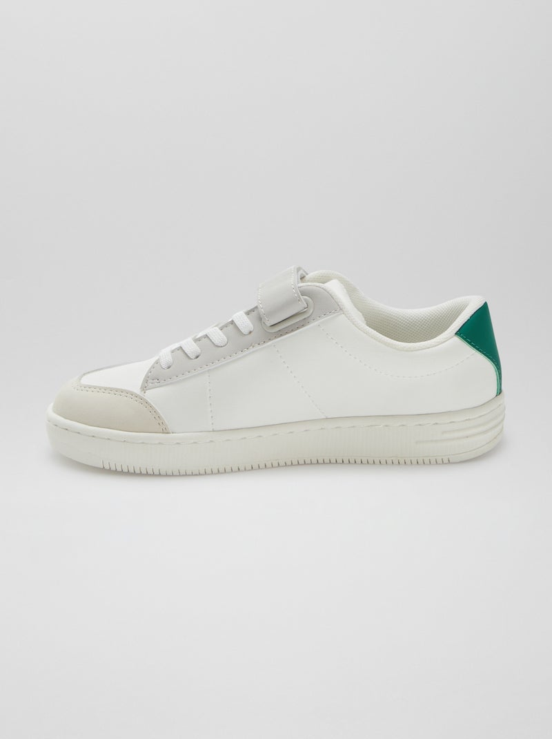 Ténis com atacadores elásticos + tira de velcro BRANCO - Kiabi