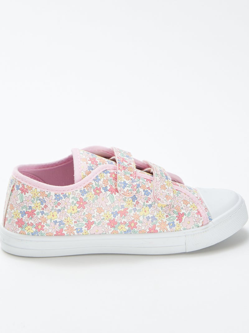 Ténis com estampado florido ROSA - Kiabi