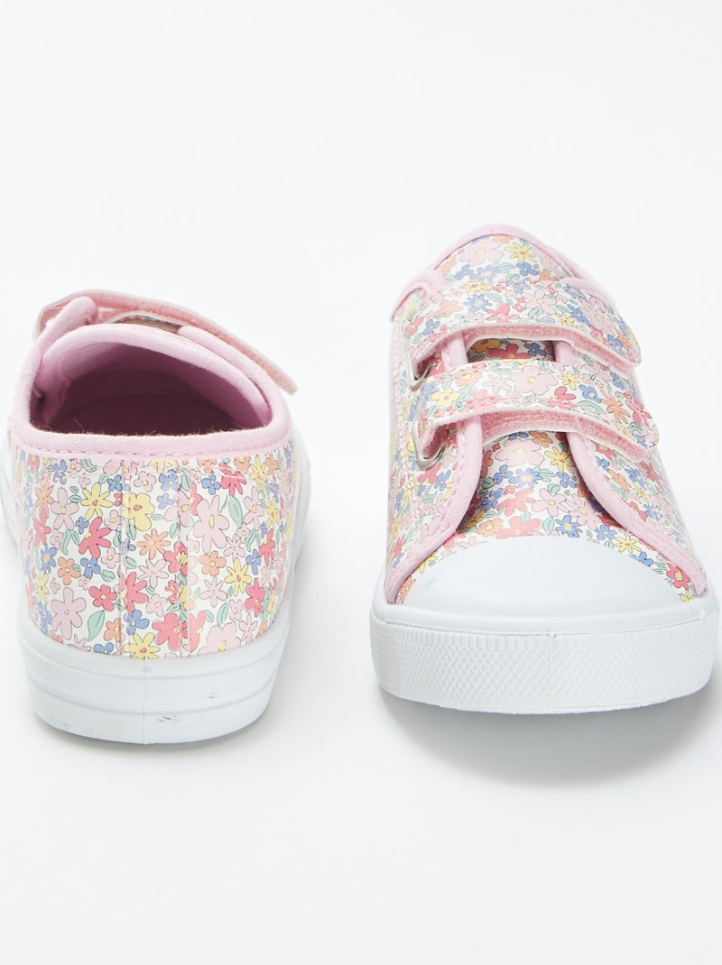 Ténis com estampado florido ROSA - Kiabi