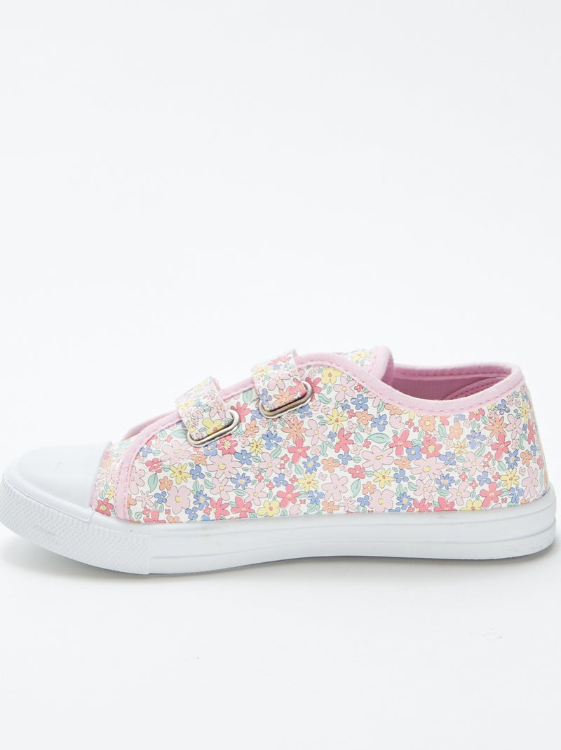 Ténis com estampado florido ROSA - Kiabi