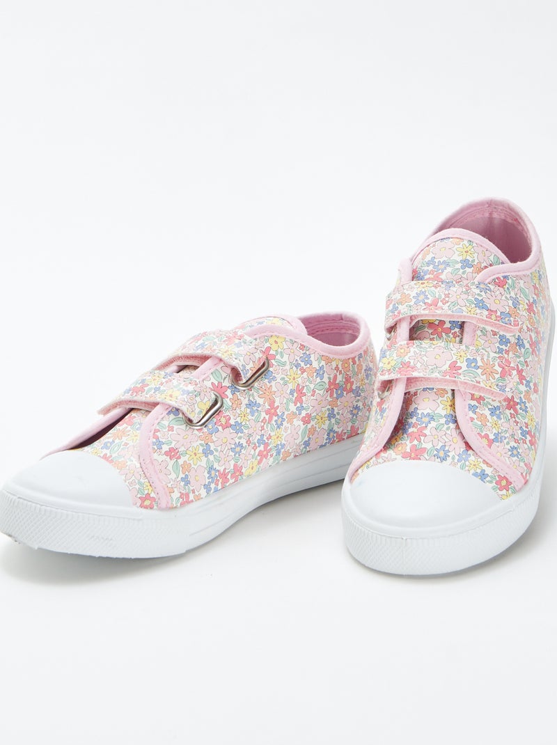 Ténis com estampado florido ROSA - Kiabi