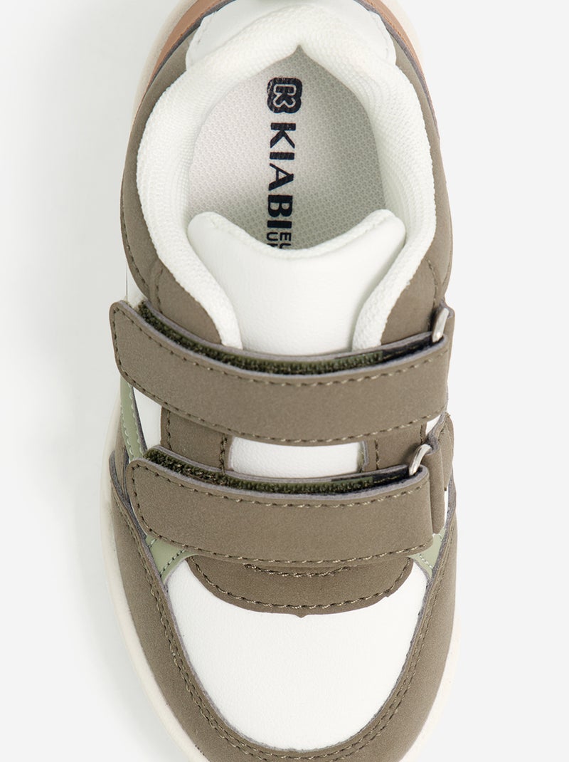 Ténis com fecho de velcro Caqui - Kiabi