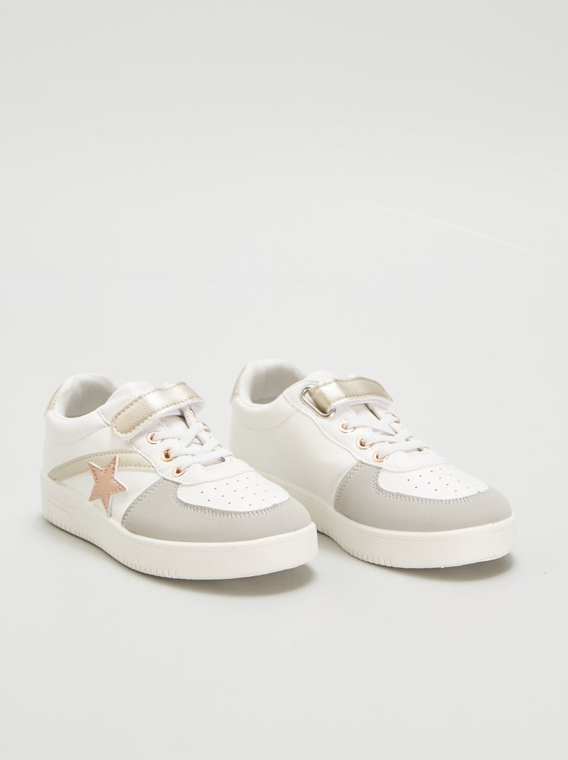 Ténis com tira de velcro com motivos 'estrelas' BRANCO - Kiabi