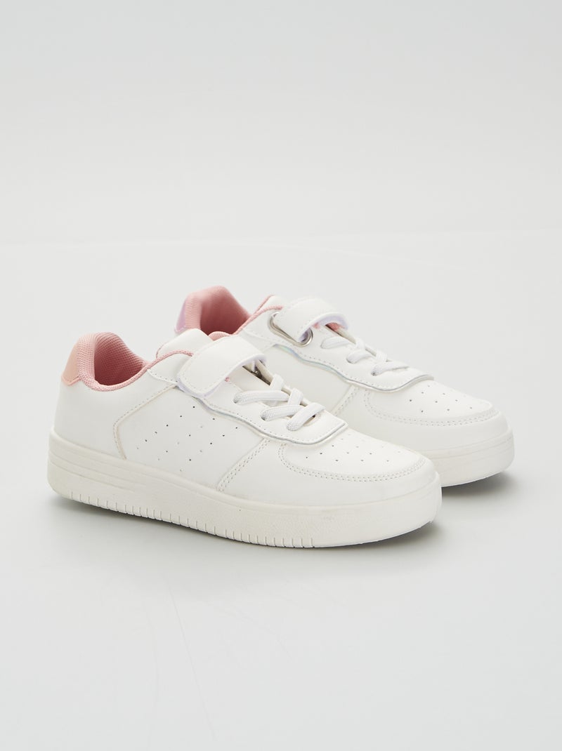 Ténis com tira de velcro e atacadores BRANCO - Kiabi