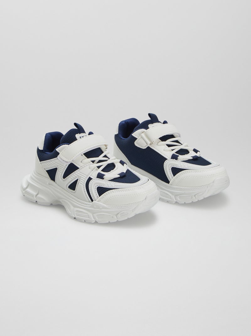 Ténis com tira de velcro e atacadores BRANCO - Kiabi