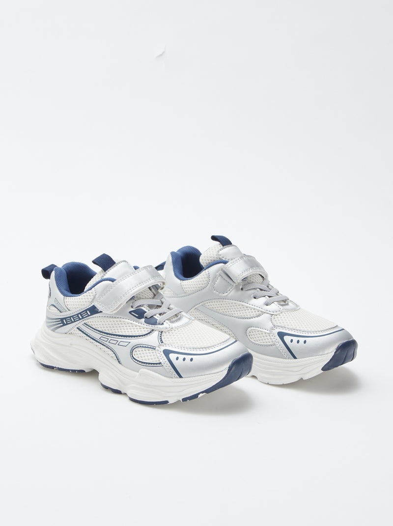 Ténis com tira de velcro e atacadores BRANCO - Kiabi