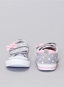 Ténis com tira de velcro estampados 'corações' - Kiabi