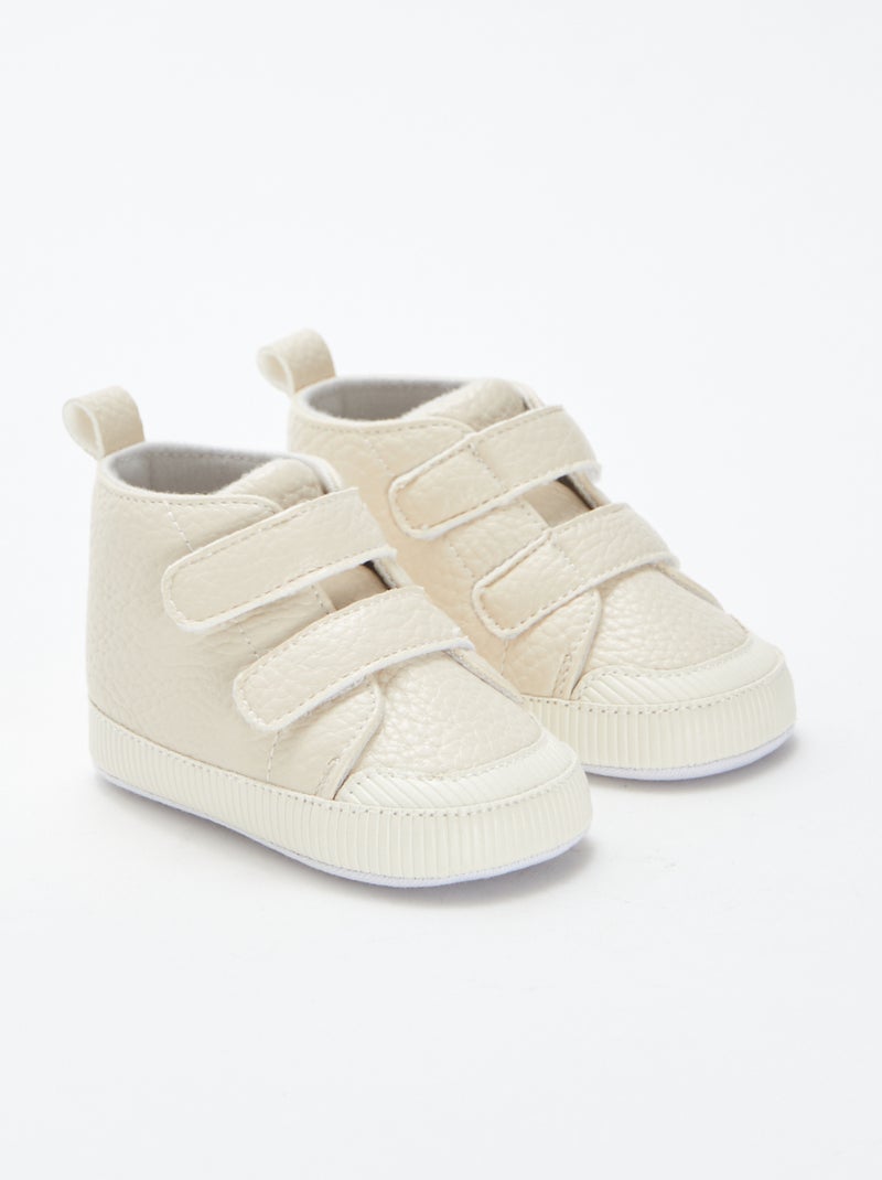 Ténis com tiras de velcro BEGE - Kiabi