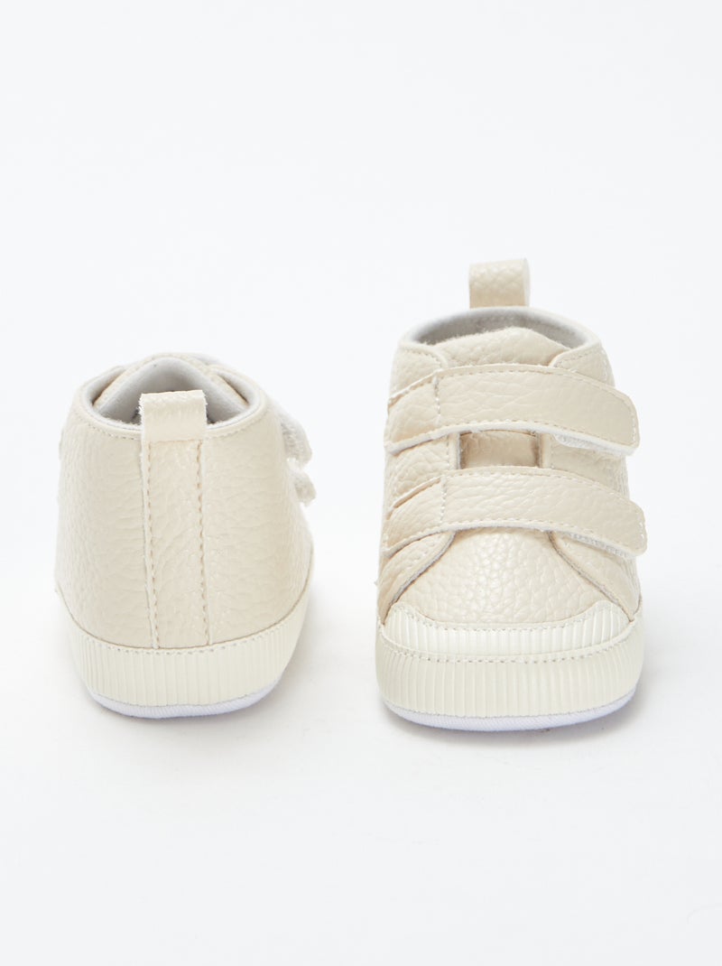 Ténis com tiras de velcro BEGE - Kiabi
