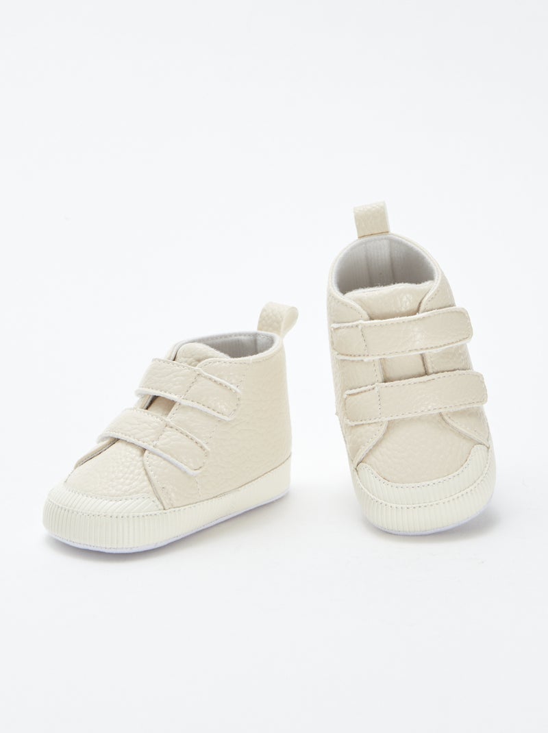 Ténis com tiras de velcro BEGE - Kiabi