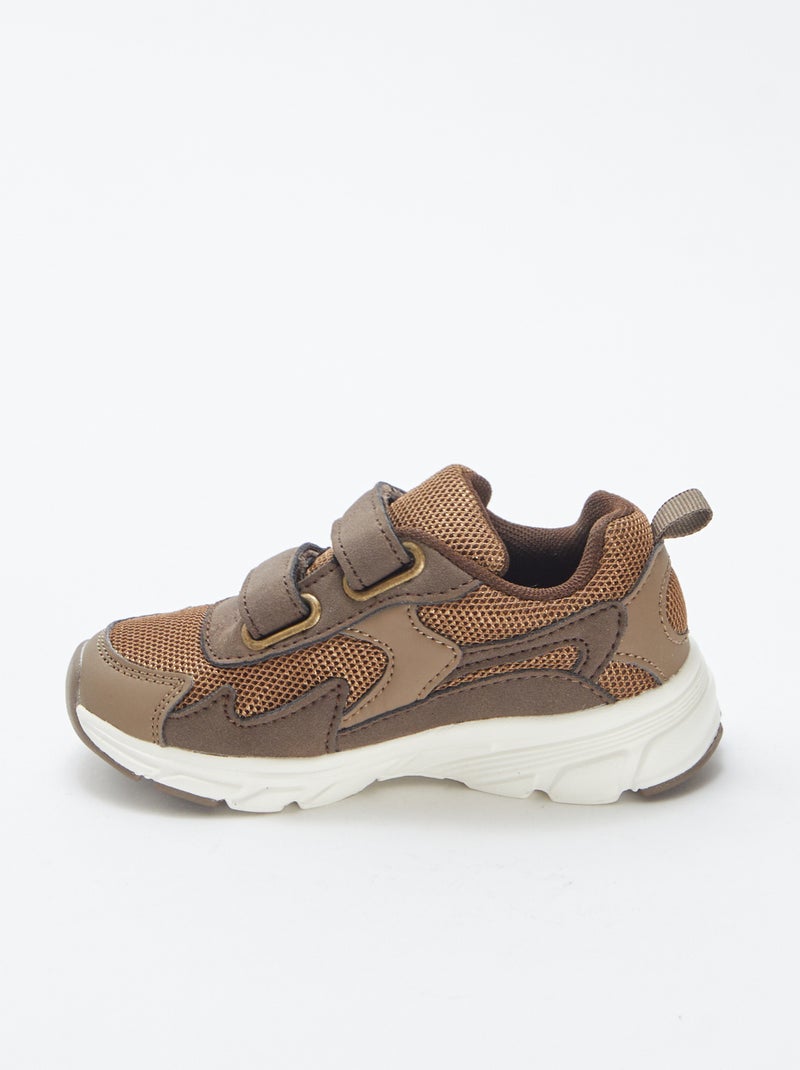 Ténis com tiras de velcro Castanho - Kiabi