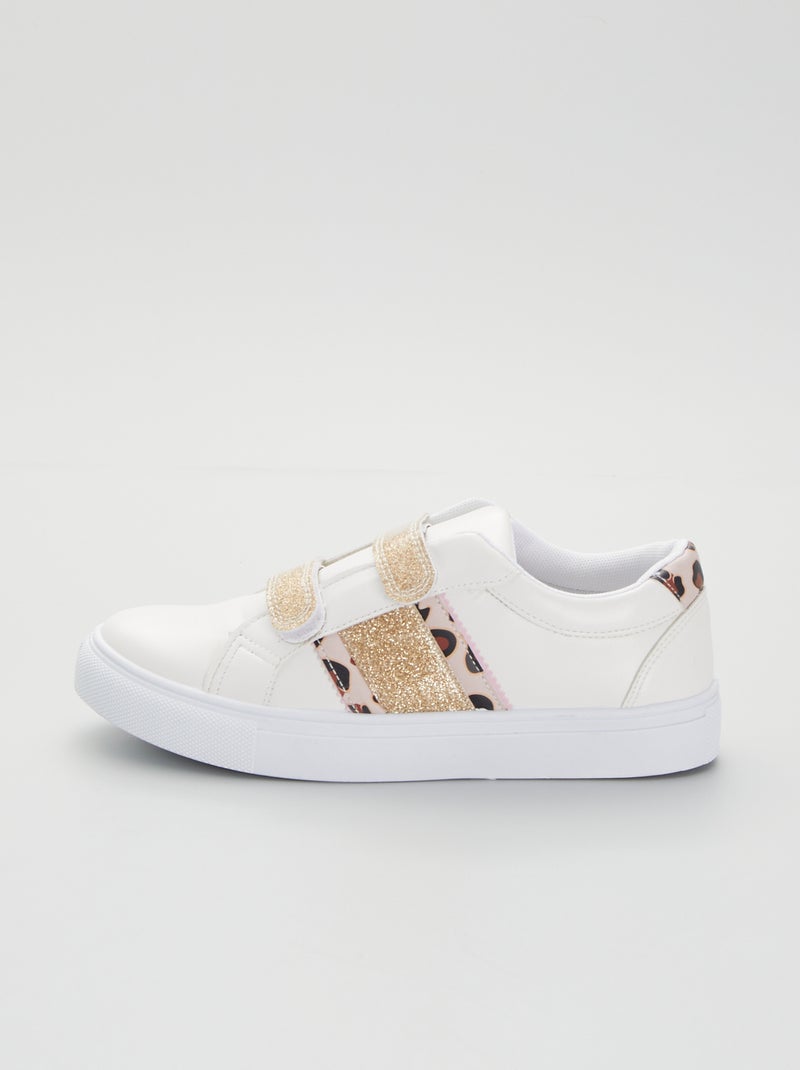 Ténis com tiras de velcro de fantasia Branco - Kiabi