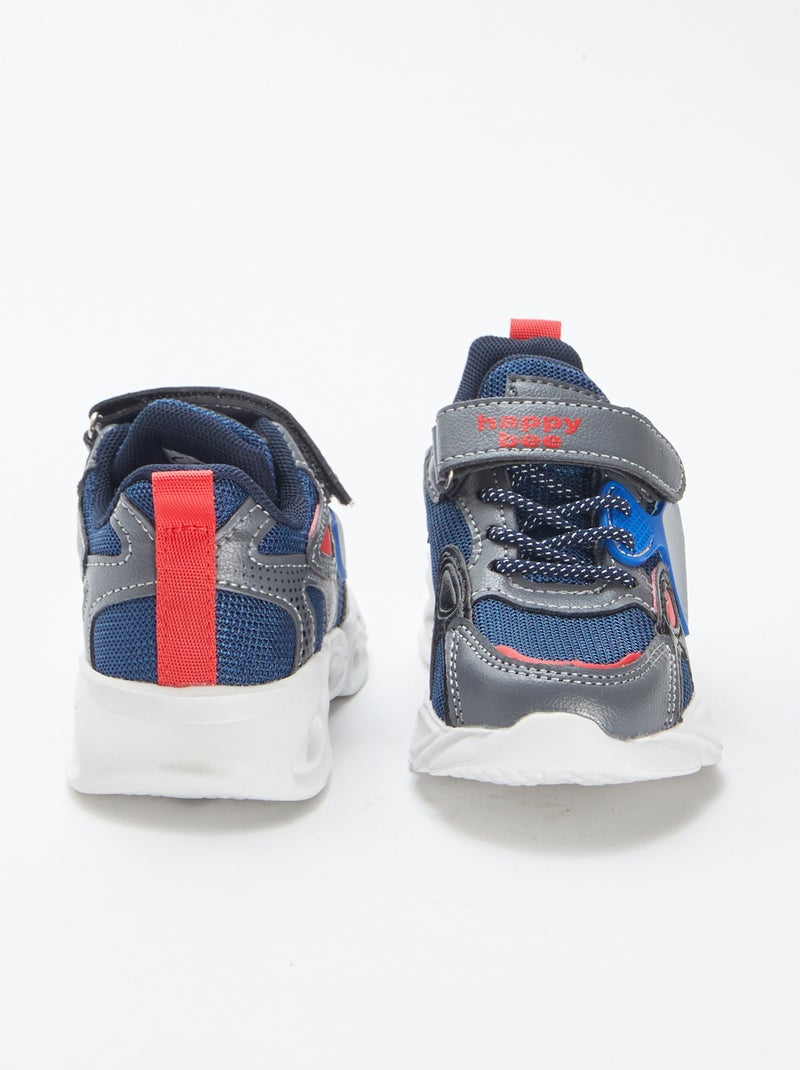 Ténis com tiras de velcro e atacadores com LED AZUL - Kiabi
