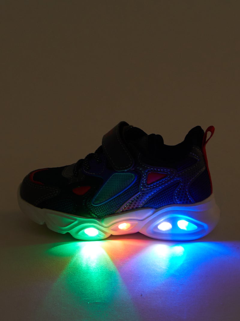 Ténis com tiras de velcro e atacadores com LED AZUL - Kiabi