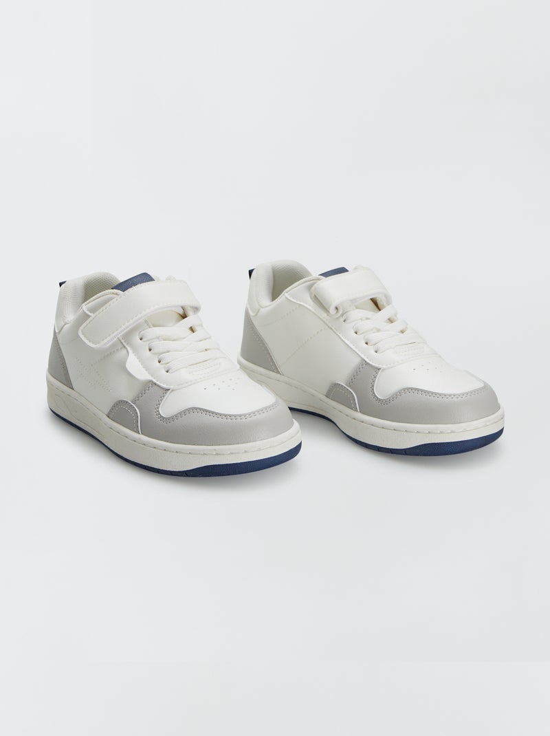 Ténis com velcro + atacadores elásticos Branco - Kiabi