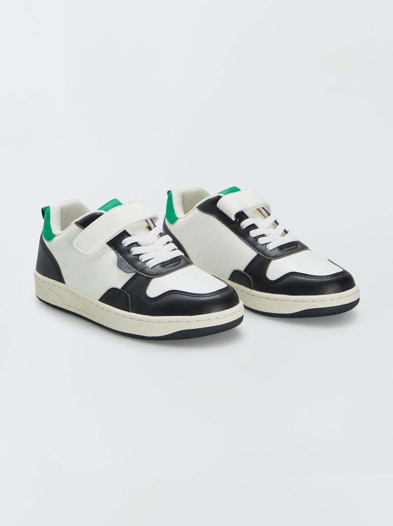 Ténis com velcro + atacadores elásticos BRANCO - Kiabi