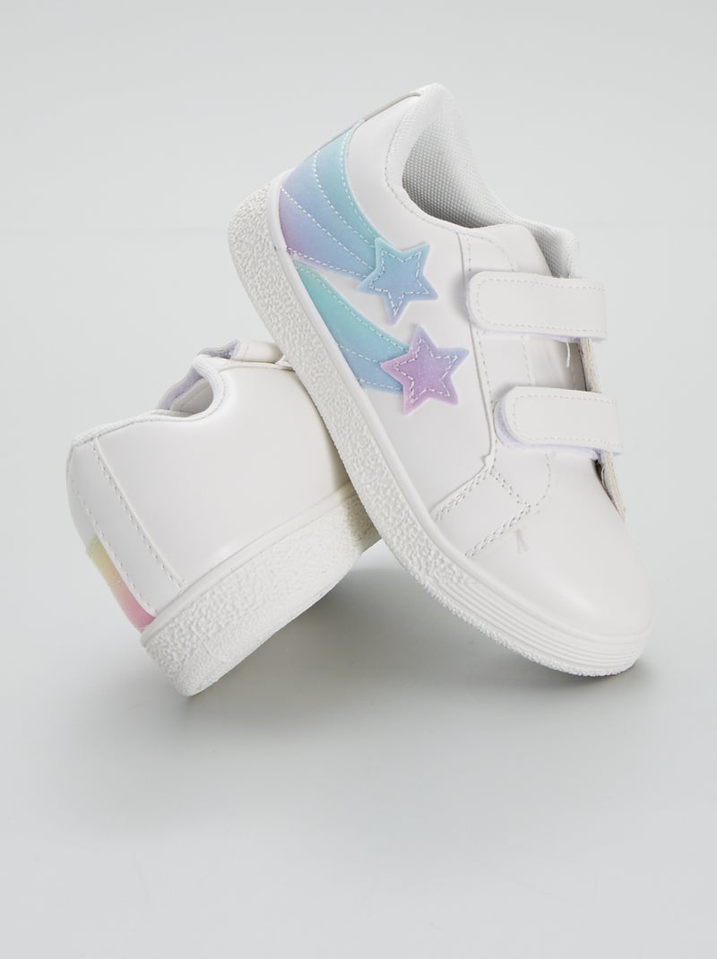 Ténis com velcro 'estrela cadente' Branco - Kiabi