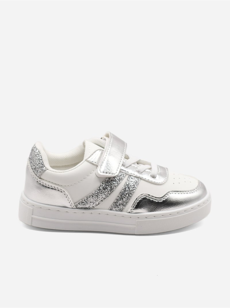 Ténis com velcro Prata - Kiabi