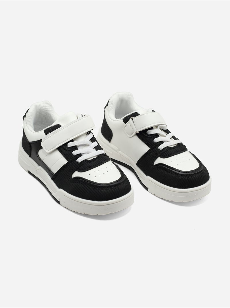 Ténis com velcro Preto Branco - Kiabi