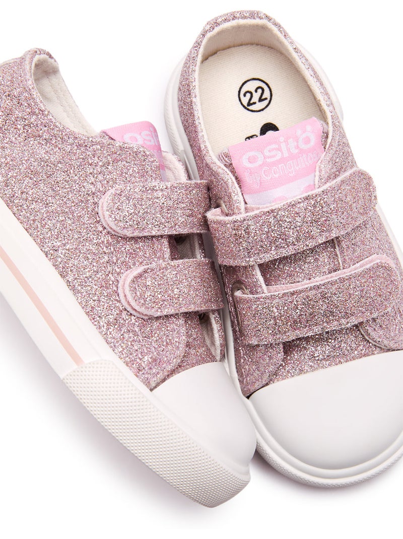 Ténis conguitos canvas glitter Rosa - Kiabi