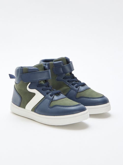 Ténis de cano alto em efeito couro - Kiabi