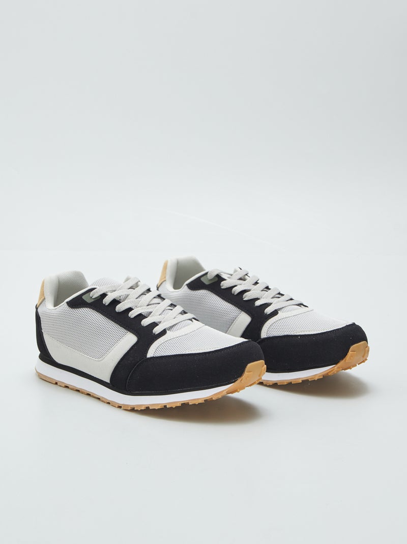 Ténis de corrida retro tricolores PRETO - Kiabi