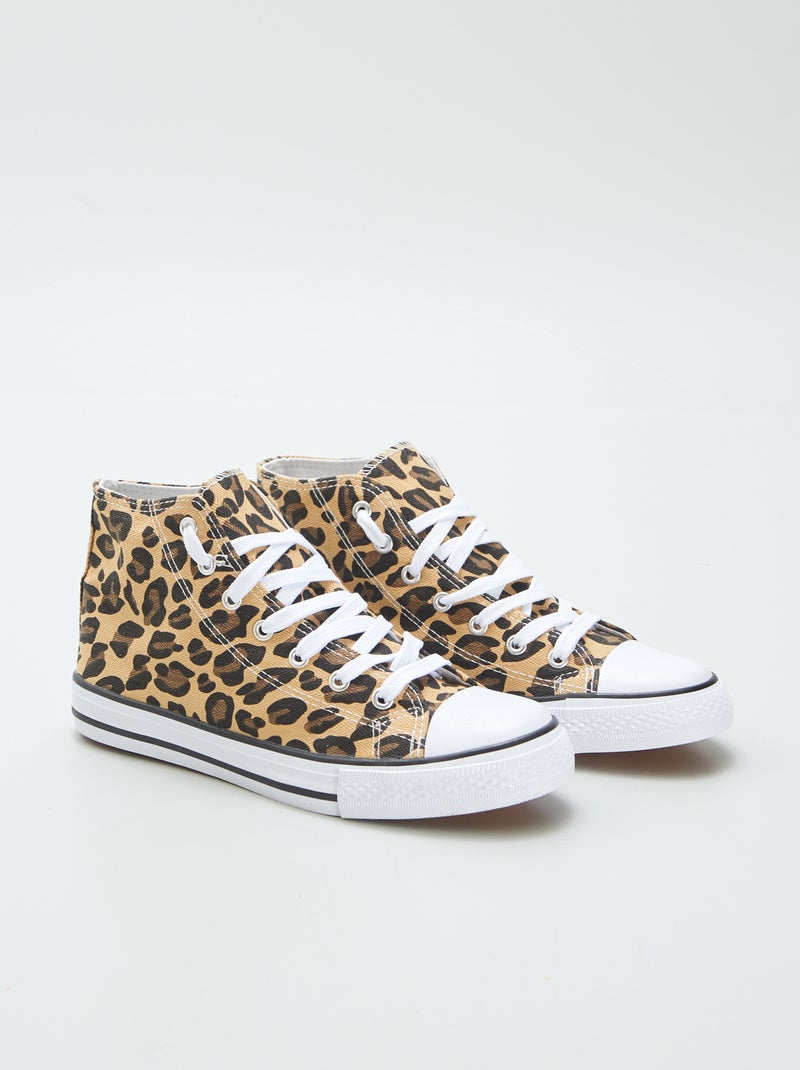 Ténis de lona 'leopardo' BEGE - Kiabi