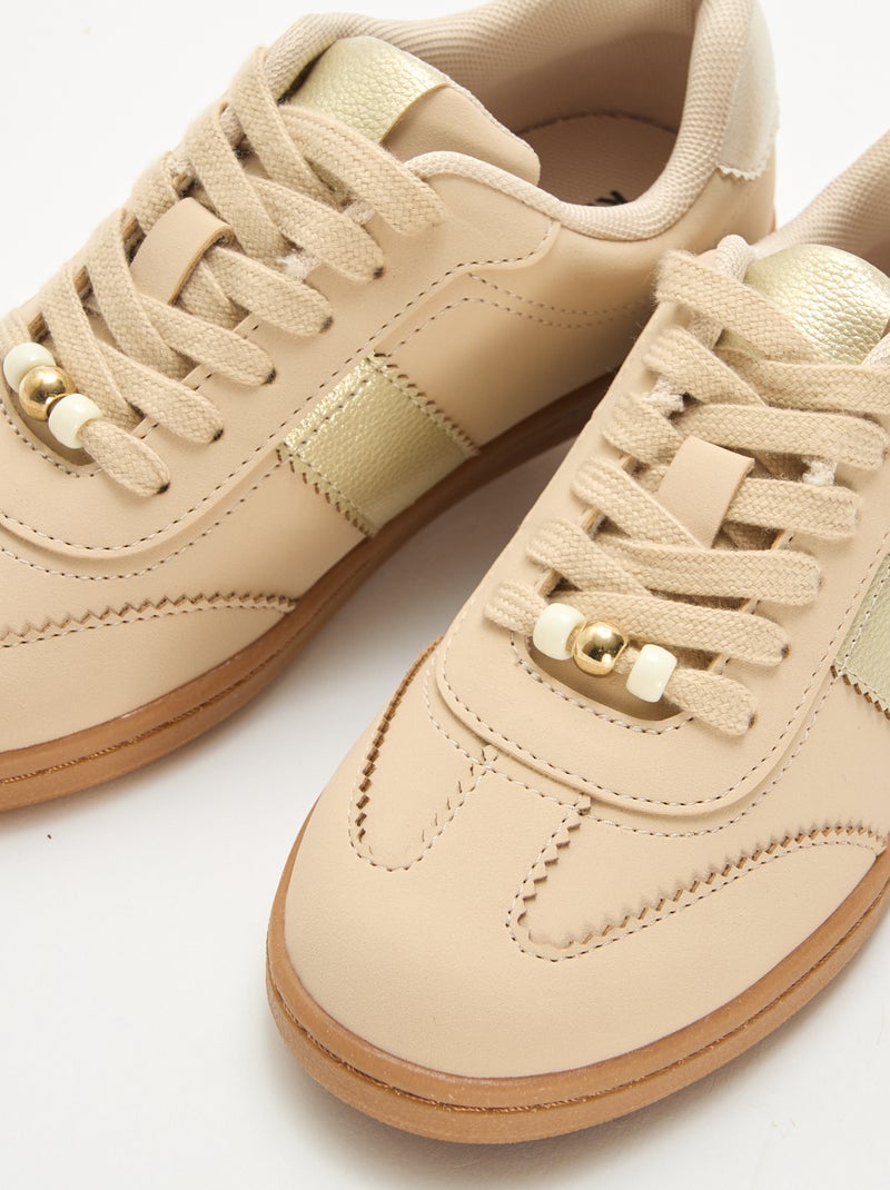 Ténis de moda com aplicações estampadas de leopardo Branco - Kiabi