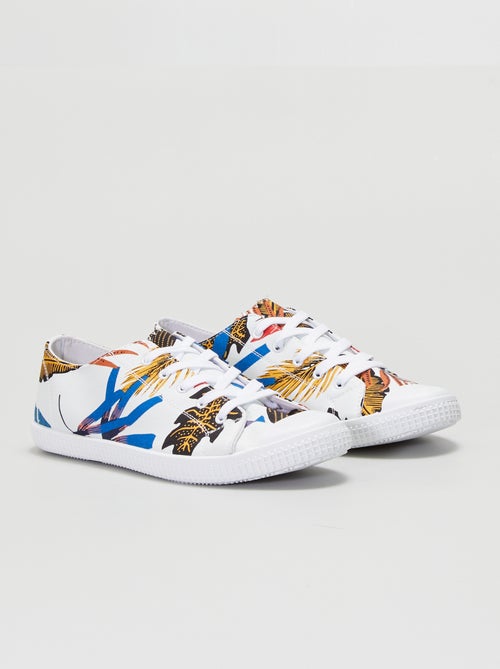 Ténis em lona com estampado floral - Kiabi