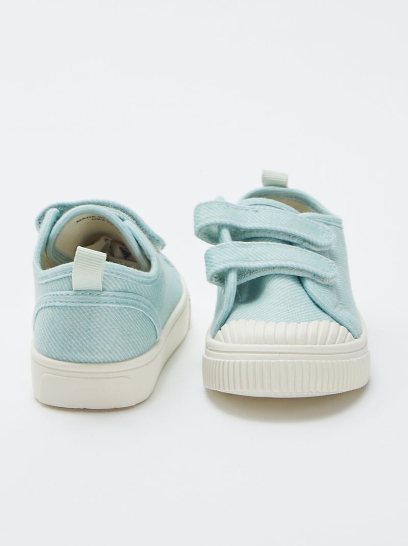 Ténis em lona com tiras de velcro VERDE - Kiabi