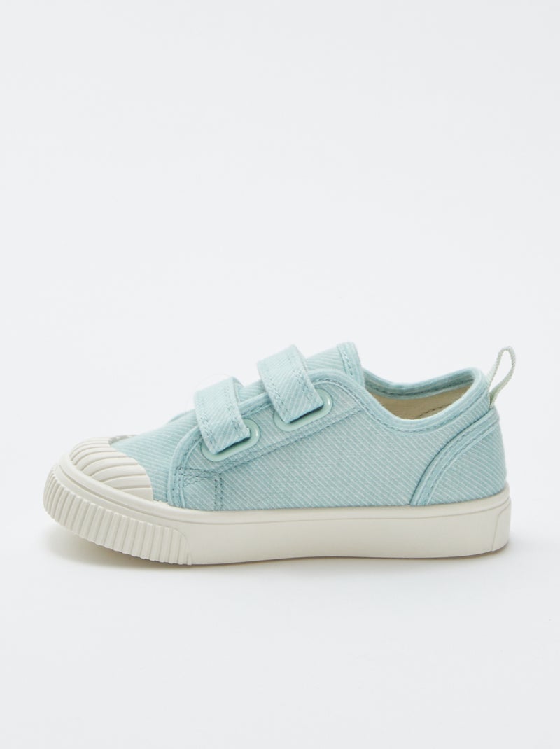 Ténis em lona com tiras de velcro VERDE - Kiabi
