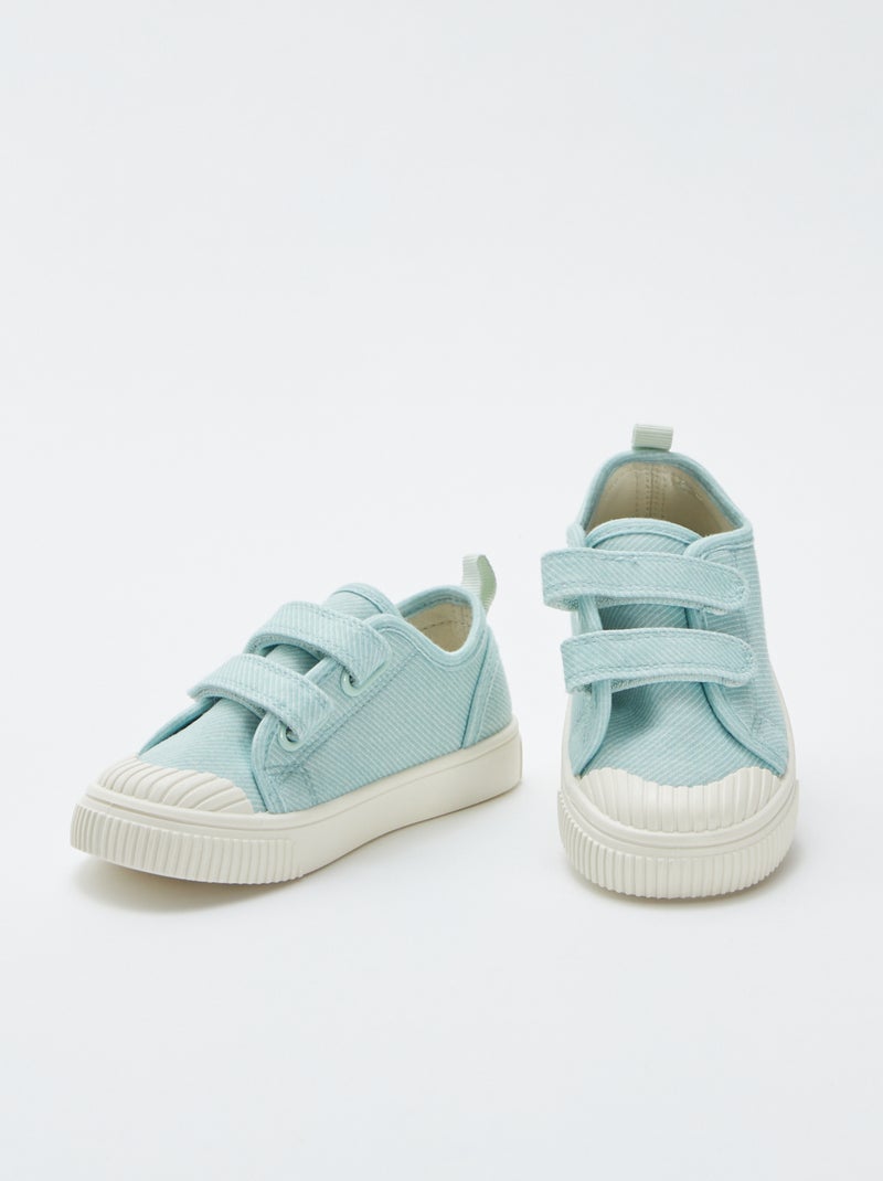 Ténis em lona com tiras de velcro VERDE - Kiabi