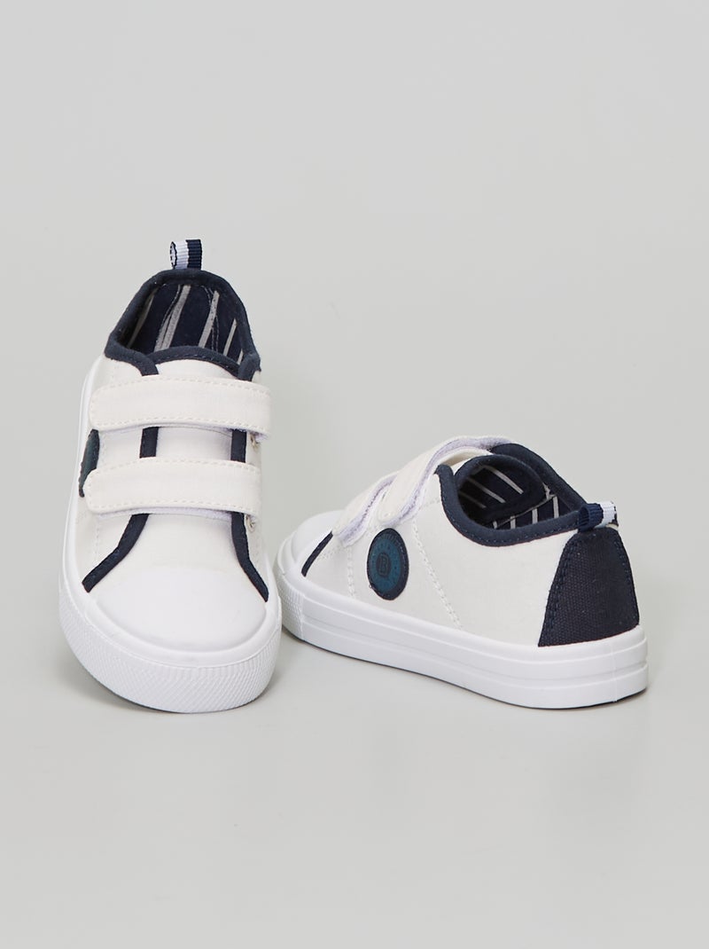 Ténis em lona com velcro Branco - Kiabi