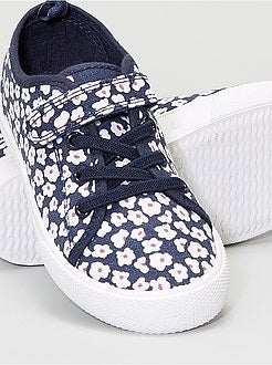 Ténis em lona florida com velcro e atacadores - Kiabi