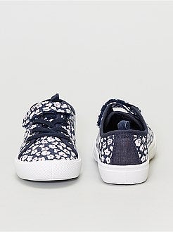 Ténis em lona florida com velcro e atacadores - Kiabi