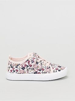 Ténis em lona florida com velcro e atacadores - Kiabi