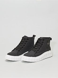 Ténis em lona subidos com solas grossas - Kiabi