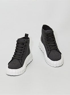 Ténis em lona subidos com solas grossas - Kiabi