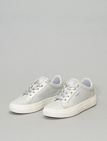 Ténis em material têxtil prateado - Kiabi