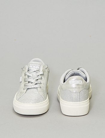 Ténis em material têxtil prateado - Kiabi