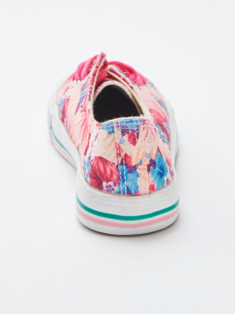 Ténis em tecido às flores ROSA - Kiabi